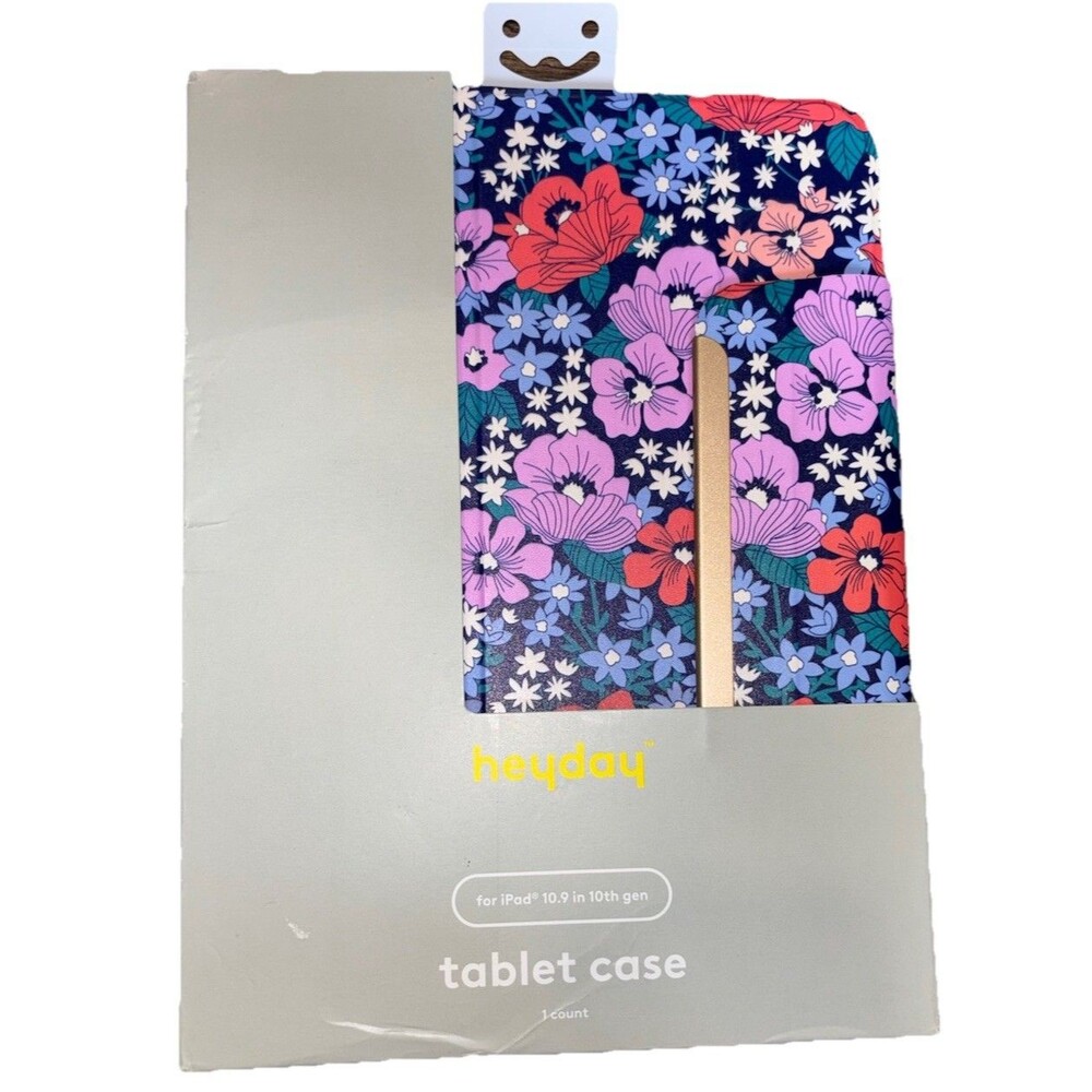 heyday Folio Case for iPad 10th Gen 10.9 in Poppy Flower w/ Stand & Pencil Hold…